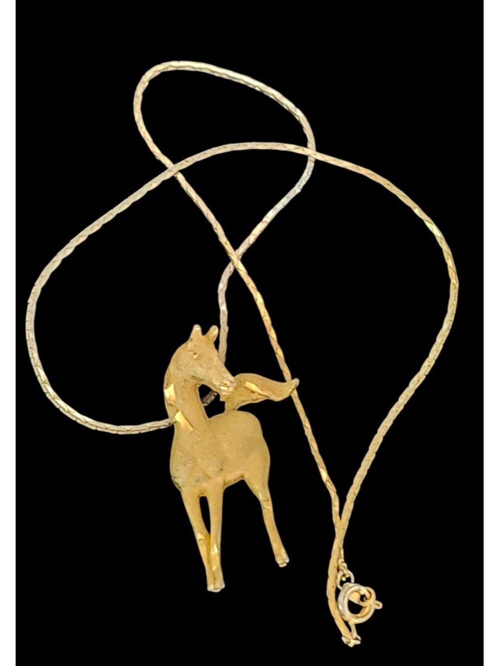 Vintage Gold Tone Horse Pendant Necklace Delicate Chain  Elegant Equestrian Desi - Picture 5 of 8